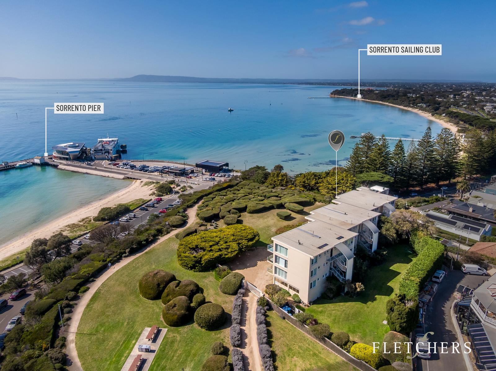 Aerial view of Sorrento Pier and bay