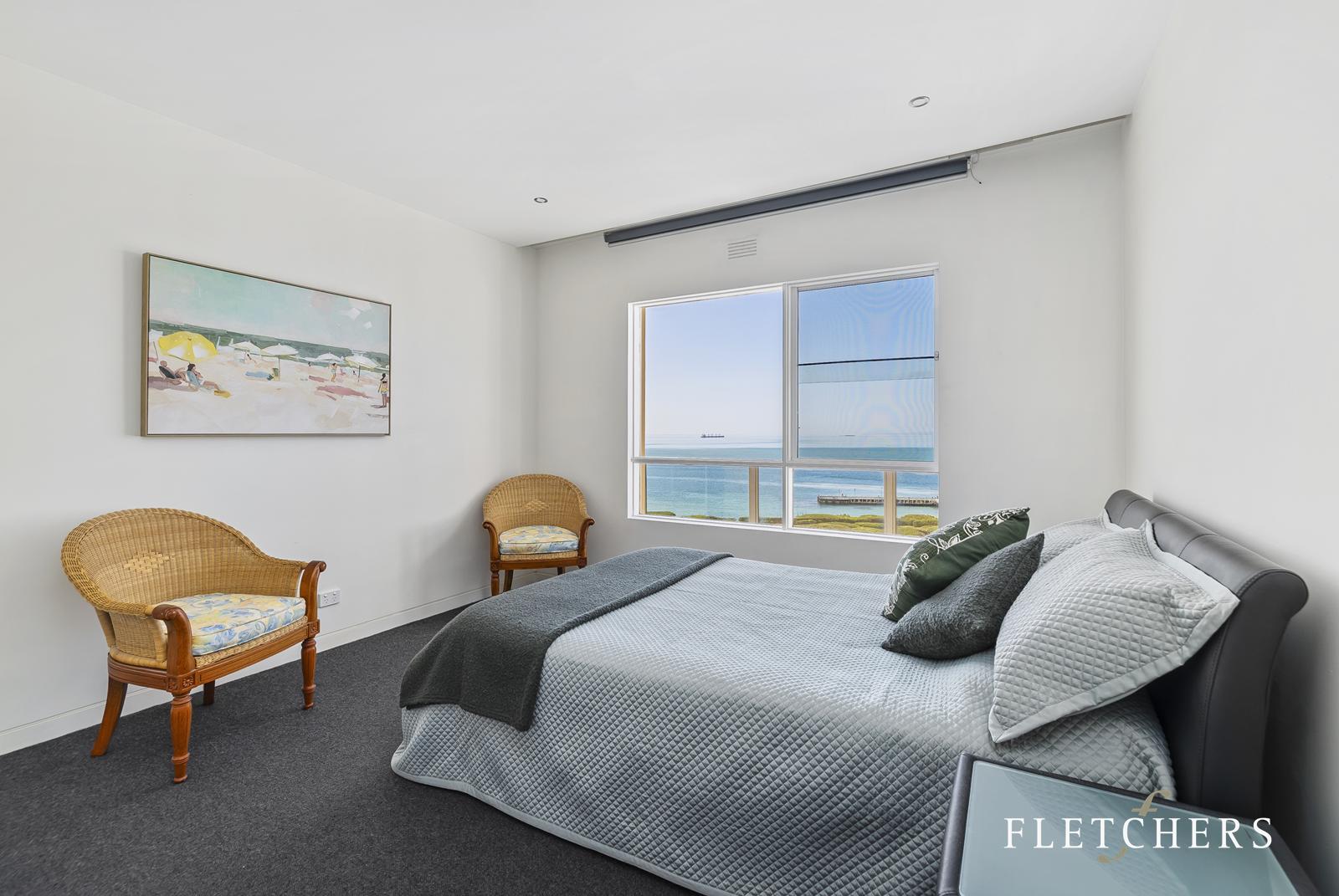 Bedroom with bay-facing window