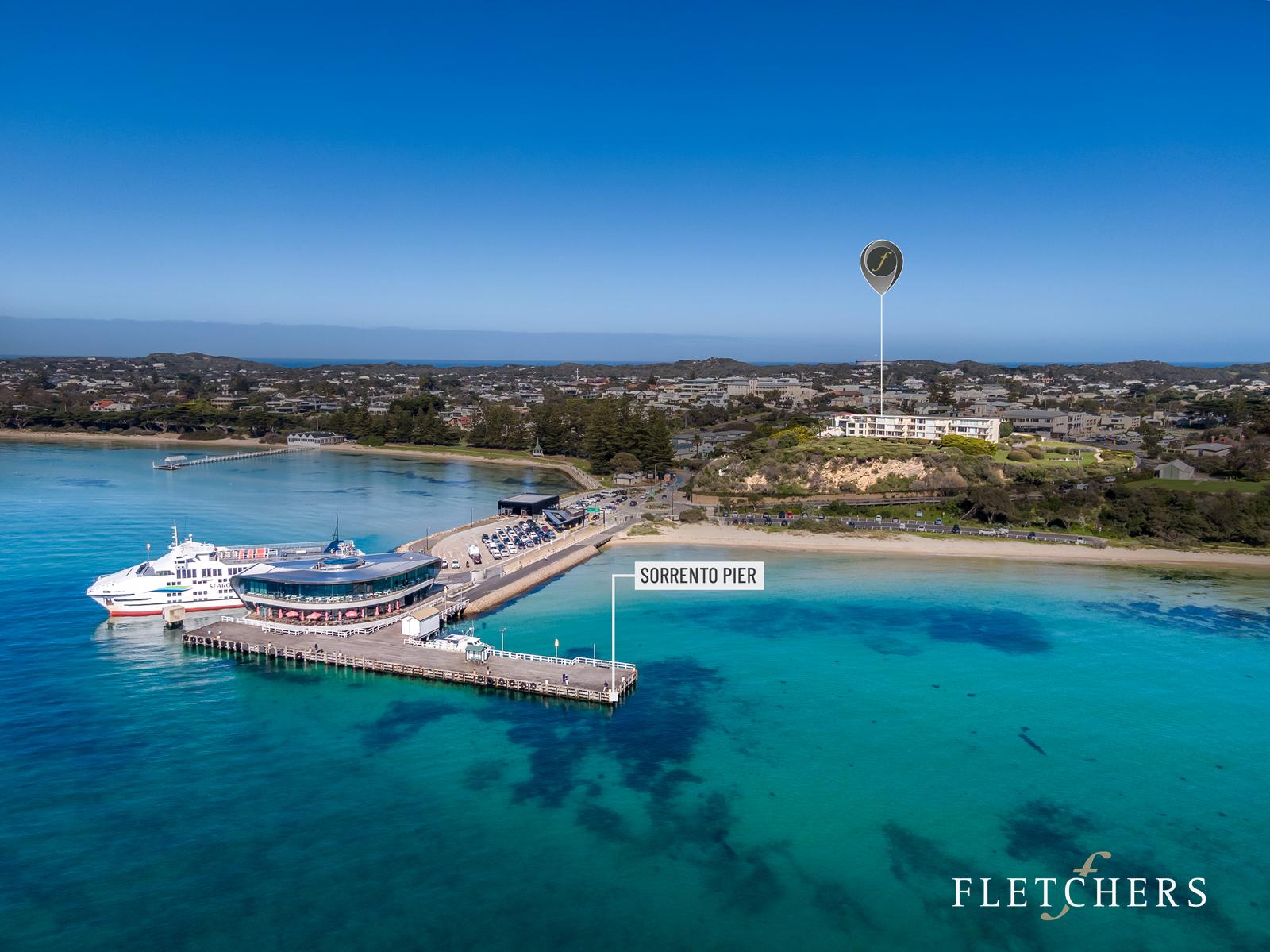 Aerial view of Sorrento Pier and ferry
